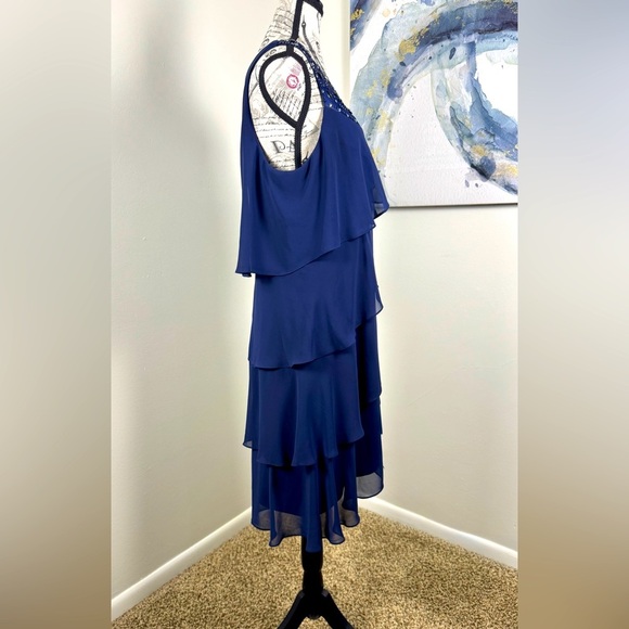 Rare Vintage JR Nites Dress -Navy Blue Ruffles, Size 14 - Excellent Condition - Picture 3 of 13